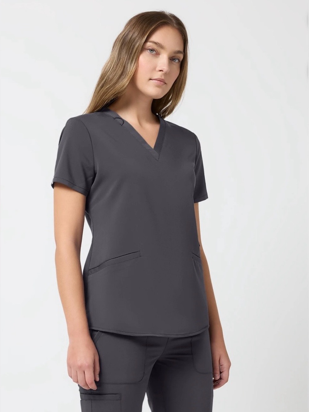 Scrubstar Women's Premium V-Neck Short Sleeve Scrub Top - Charcoal Sz XS